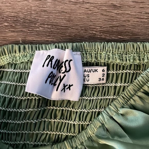 Princess Polly Nikita Crop Top Satin Green 2 - Picture 3 of 5